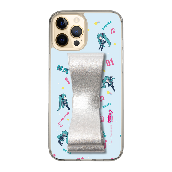 Slim Protection Case - STAND & RING RIBBON Silver［ HATSUNE MIKU - Ribbon - Instrumental - Blue ］