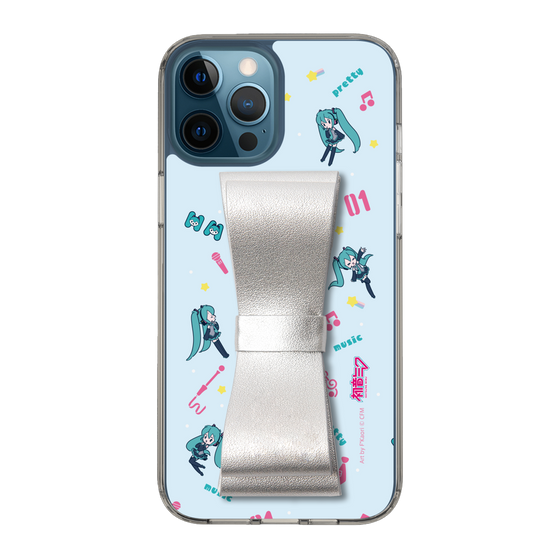 Slim Protection Case - STAND & RING RIBBON Silver［ HATSUNE MIKU - Ribbon - Instrumental - Blue ］