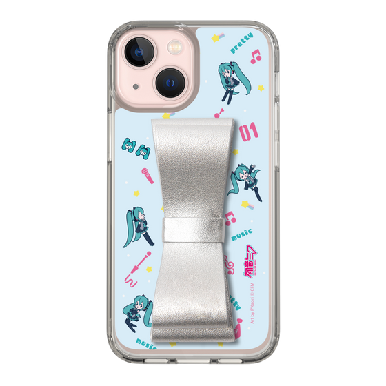 Slim Protection Case - STAND & RING RIBBON Silver［ HATSUNE MIKU - Ribbon - Instrumental - Blue ］