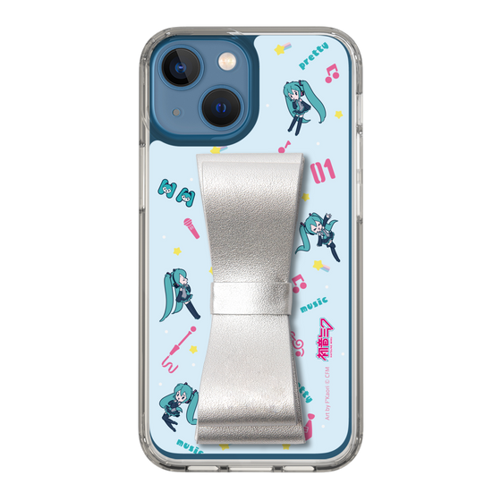 Slim Protection Case - STAND & RING RIBBON Silver［ HATSUNE MIKU - Ribbon - Instrumental - Blue ］