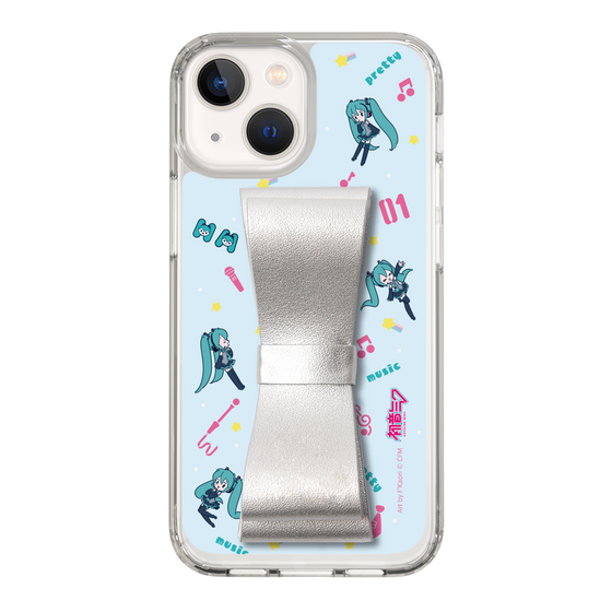 Slim Protection Case - STAND & RING RIBBON Silver［ HATSUNE MIKU - Ribbon - Instrumental - Blue ］