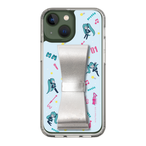 Slim Protection Case - STAND & RING RIBBON Silver［ HATSUNE MIKU - Ribbon - Instrumental - Blue ］