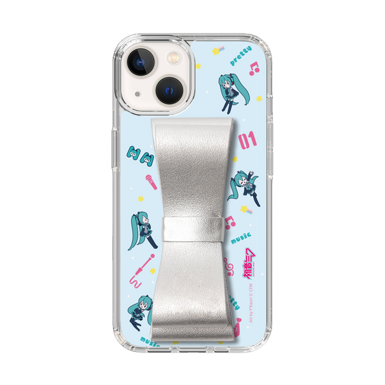 Slim Protection Case - STAND & RING RIBBON Silver［ HATSUNE MIKU - Ribbon - Instrumental - Blue ］