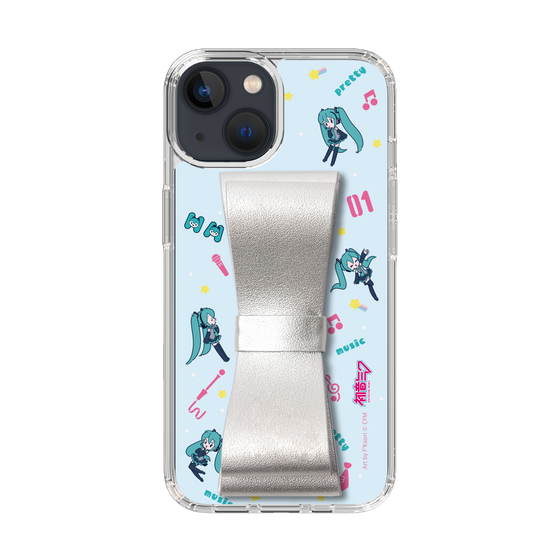 Slim Protection Case - STAND & RING RIBBON Silver［ HATSUNE MIKU - Ribbon - Instrumental - Blue ］