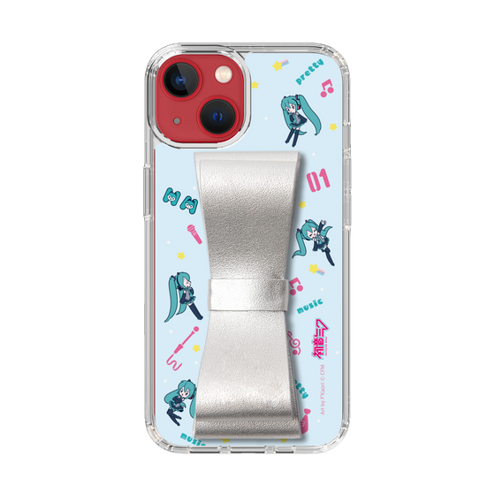 Slim Protection Case - STAND & RING RIBBON Silver［ HATSUNE MIKU - Ribbon - Instrumental - Blue ］