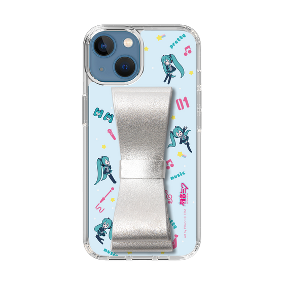 Slim Protection Case - STAND & RING RIBBON Silver［ HATSUNE MIKU - Ribbon - Instrumental - Blue ］