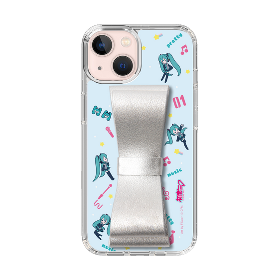 Slim Protection Case - STAND & RING RIBBON Silver［ HATSUNE MIKU - Ribbon - Instrumental - Blue ］