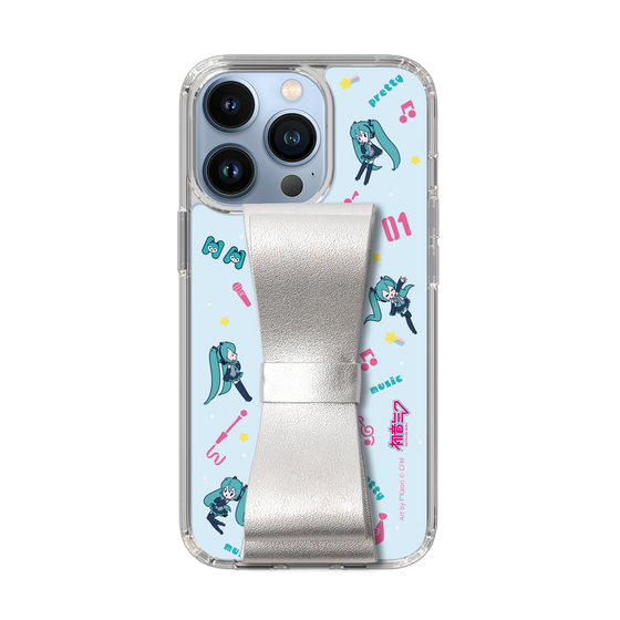 Slim Protection Case - STAND & RING RIBBON Silver［ HATSUNE MIKU - Ribbon - Instrumental - Blue ］
