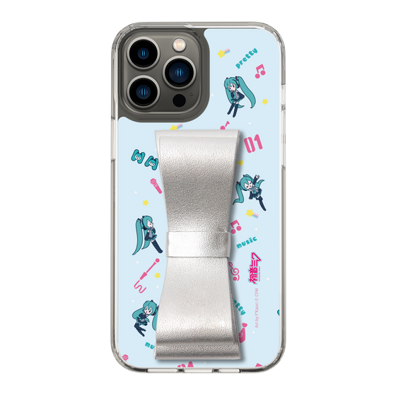 Slim Protection Case - STAND & RING RIBBON Silver［ HATSUNE MIKU - Ribbon - Instrumental - Blue ］