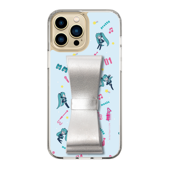Slim Protection Case - STAND & RING RIBBON Silver［ HATSUNE MIKU - Ribbon - Instrumental - Blue ］