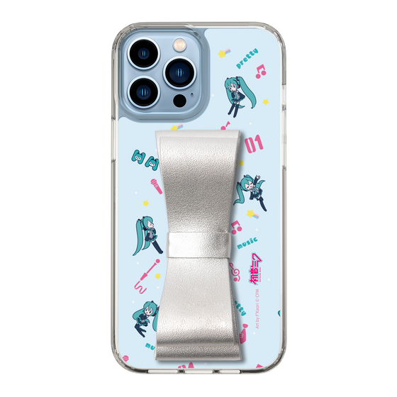 Slim Protection Case - STAND & RING RIBBON Silver［ HATSUNE MIKU - Ribbon - Instrumental - Blue ］