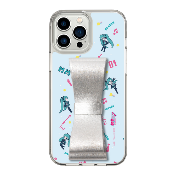 Slim Protection Case - STAND & RING RIBBON Silver［ HATSUNE MIKU - Ribbon - Instrumental - Blue ］