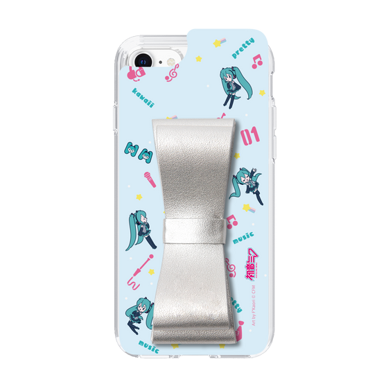 Slim Protection Case - STAND & RING RIBBON Silver［ HATSUNE MIKU - Ribbon - Instrumental - Blue ］