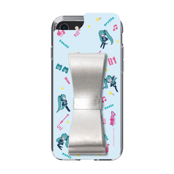Slim Protection Case - STAND & RING RIBBON Silver［ HATSUNE MIKU - Ribbon - Instrumental - Blue ］