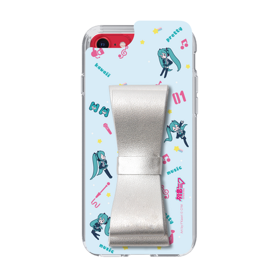 Slim Protection Case - STAND & RING RIBBON Silver［ HATSUNE MIKU - Ribbon - Instrumental - Blue ］