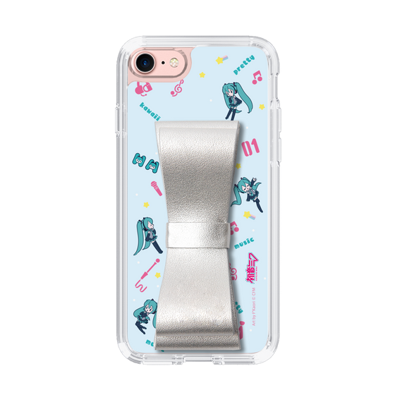 Slim Protection Case - STAND & RING RIBBON Silver［ HATSUNE MIKU - Ribbon - Instrumental - Blue ］