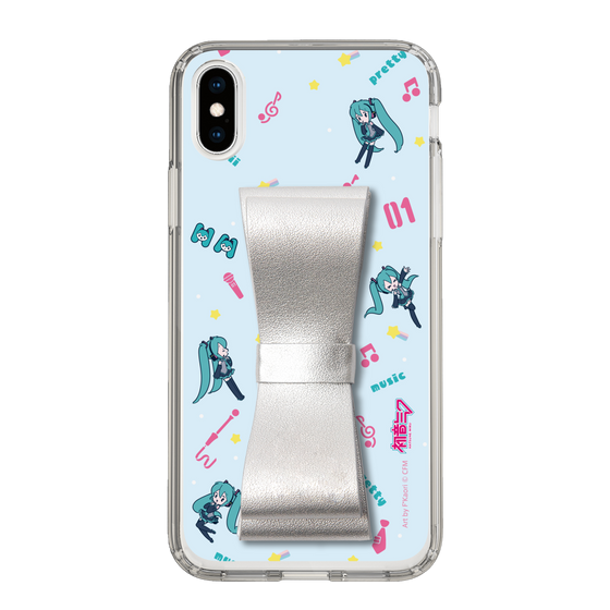 Slim Protection Case - STAND & RING RIBBON Silver［ HATSUNE MIKU - Ribbon - Instrumental - Blue ］
