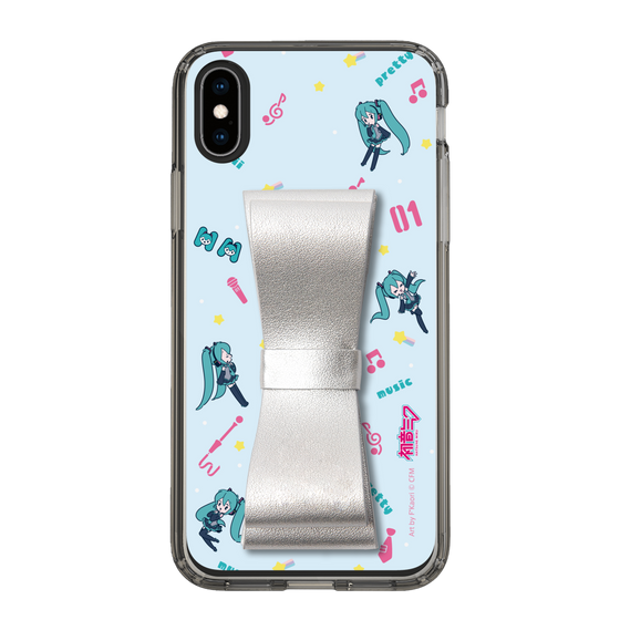 Slim Protection Case - STAND & RING RIBBON Silver［ HATSUNE MIKU - Ribbon - Instrumental - Blue ］