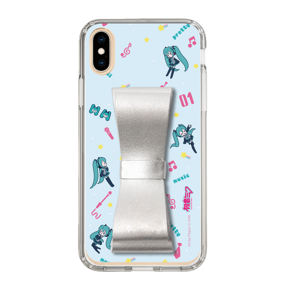 Slim Protection Case - STAND & RING RIBBON Silver［ HATSUNE MIKU - Ribbon - Instrumental - Blue ］