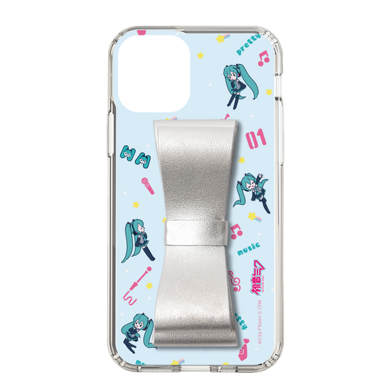 Slim Protection Case - STAND & RING RIBBON Silver［ HATSUNE MIKU - Ribbon - Instrumental - Blue ］