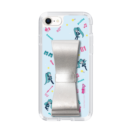 Slim Protection Case - STAND & RING RIBBON Silver［ HATSUNE MIKU - Ribbon - Instrumental - Blue ］