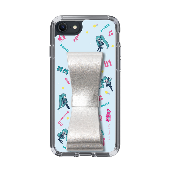 Slim Protection Case - STAND & RING RIBBON Silver［ HATSUNE MIKU - Ribbon - Instrumental - Blue ］