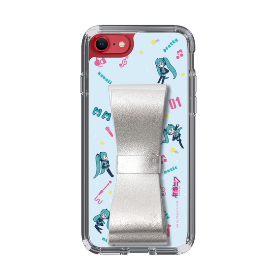 Slim Protection Case - STAND & RING RIBBON Silver［ HATSUNE MIKU - Ribbon - Instrumental - Blue ］
