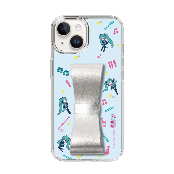 Slim Protection Case - STAND & RING RIBBON Silver［ HATSUNE MIKU - Ribbon - Instrumental - Blue ］