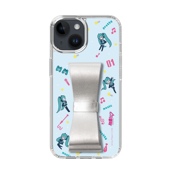 Slim Protection Case - STAND & RING RIBBON Silver［ HATSUNE MIKU - Ribbon - Instrumental - Blue ］