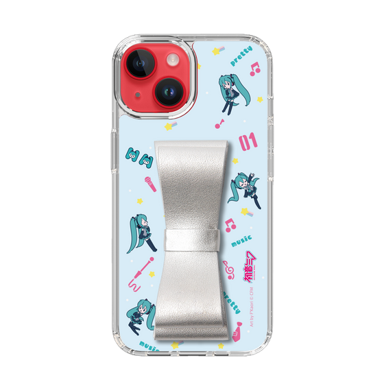 Slim Protection Case - STAND & RING RIBBON Silver［ HATSUNE MIKU - Ribbon - Instrumental - Blue ］