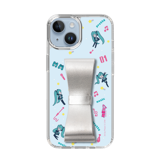 Slim Protection Case - STAND & RING RIBBON Silver［ HATSUNE MIKU - Ribbon - Instrumental - Blue ］