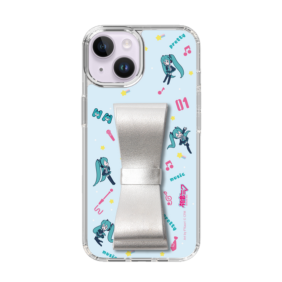 Slim Protection Case - STAND & RING RIBBON Silver［ HATSUNE MIKU - Ribbon - Instrumental - Blue ］