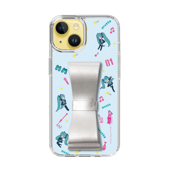 Slim Protection Case - STAND & RING RIBBON Silver［ HATSUNE MIKU - Ribbon - Instrumental - Blue ］