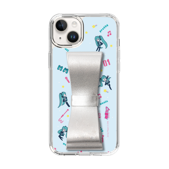 Slim Protection Case - STAND & RING RIBBON Silver［ HATSUNE MIKU - Ribbon - Instrumental - Blue ］
