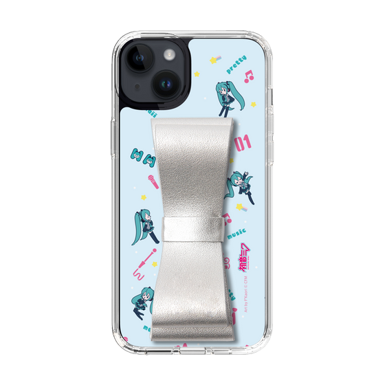 Slim Protection Case - STAND & RING RIBBON Silver［ HATSUNE MIKU - Ribbon - Instrumental - Blue ］