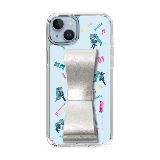 Slim Protection Case - STAND & RING RIBBON Silver［ HATSUNE MIKU - Ribbon - Instrumental - Blue ］