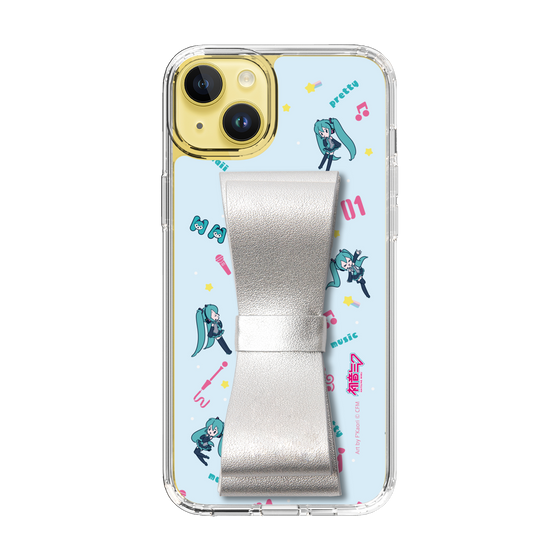 Slim Protection Case - STAND & RING RIBBON Silver［ HATSUNE MIKU - Ribbon - Instrumental - Blue ］