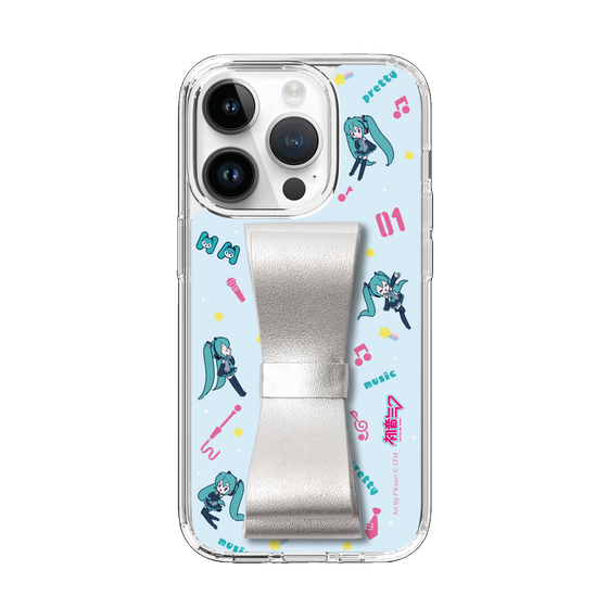 Slim Protection Case - STAND & RING RIBBON Silver［ HATSUNE MIKU - Ribbon - Instrumental - Blue ］