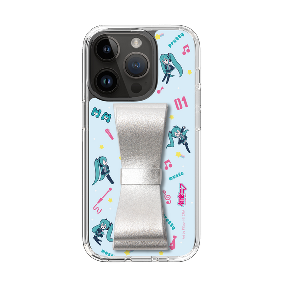 Slim Protection Case - STAND & RING RIBBON Silver［ HATSUNE MIKU - Ribbon - Instrumental - Blue ］