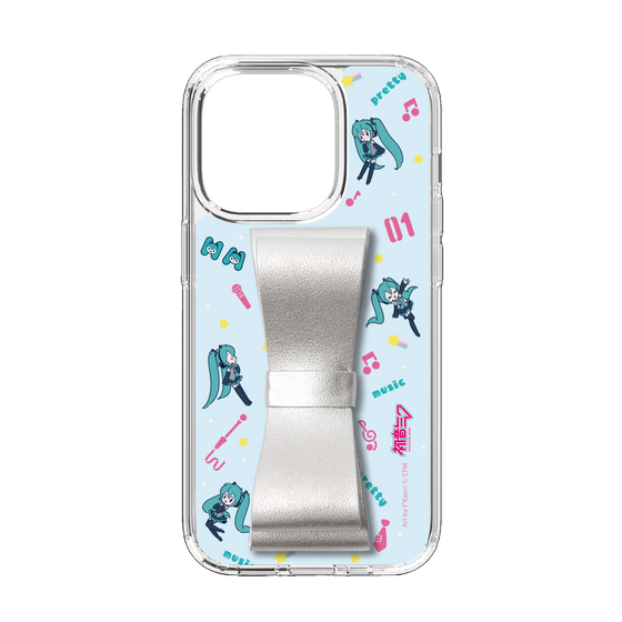 Slim Protection Case - STAND & RING RIBBON Silver［ HATSUNE MIKU - Ribbon - Instrumental - Blue ］