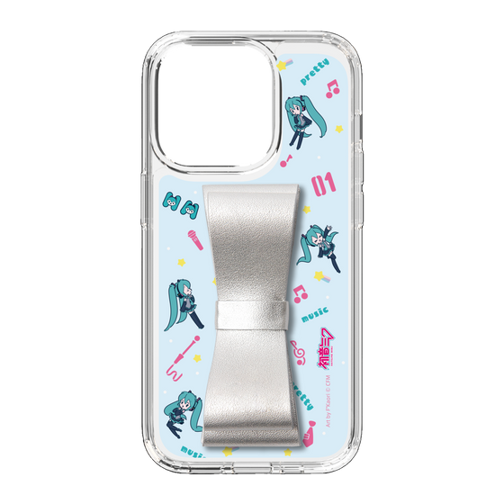 Slim Protection Case - STAND & RING RIBBON Silver［ HATSUNE MIKU - Ribbon - Instrumental - Blue ］