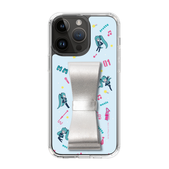 Slim Protection Case - STAND & RING RIBBON Silver［ HATSUNE MIKU - Ribbon - Instrumental - Blue ］