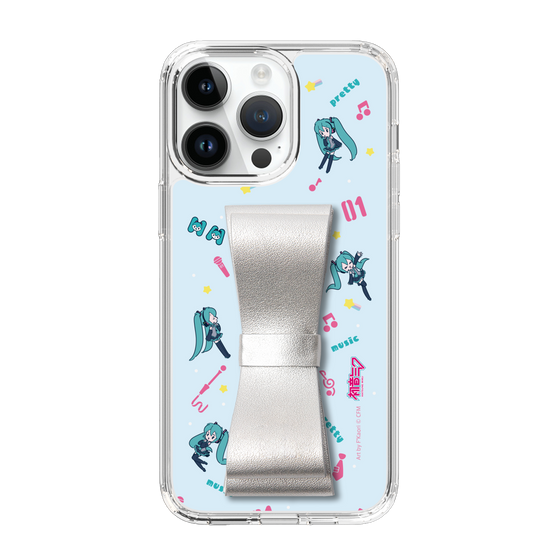 Slim Protection Case - STAND & RING RIBBON Silver［ HATSUNE MIKU - Ribbon - Instrumental - Blue ］