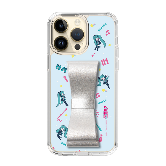 Slim Protection Case - STAND & RING RIBBON Silver［ HATSUNE MIKU - Ribbon - Instrumental - Blue ］