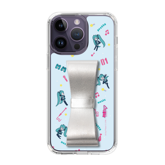 Slim Protection Case - STAND & RING RIBBON Silver［ HATSUNE MIKU - Ribbon - Instrumental - Blue ］