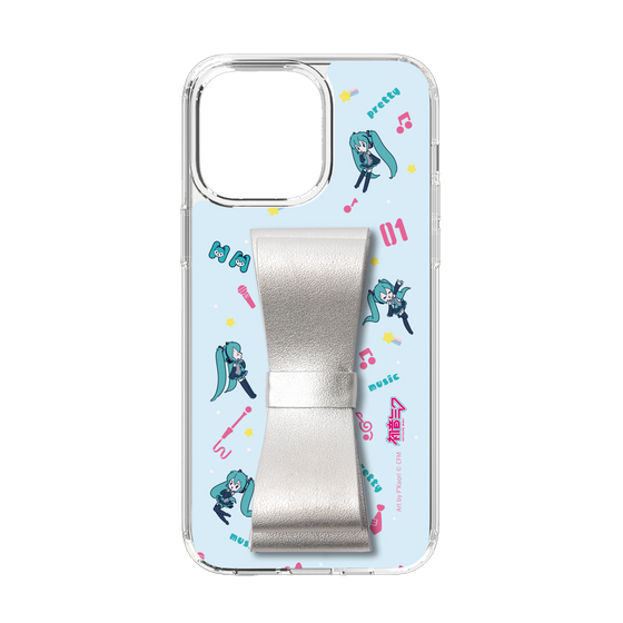 Slim Protection Case - STAND & RING RIBBON Silver［ HATSUNE MIKU - Ribbon - Instrumental - Blue ］