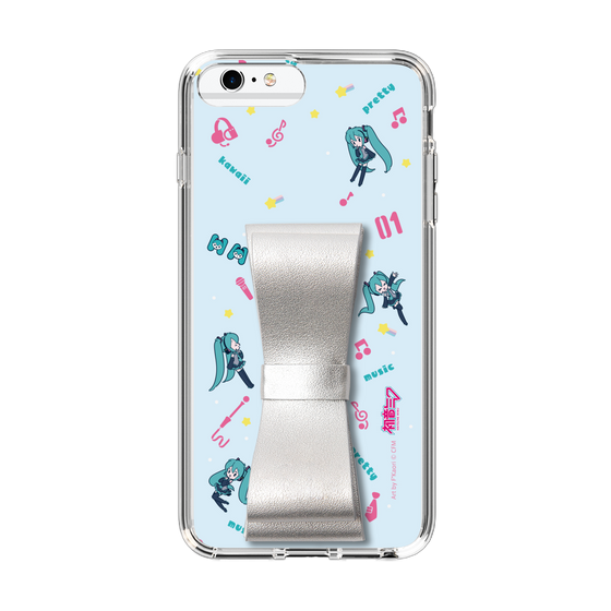 Slim Protection Case - STAND & RING RIBBON Silver［ HATSUNE MIKU - Ribbon - Instrumental - Blue ］