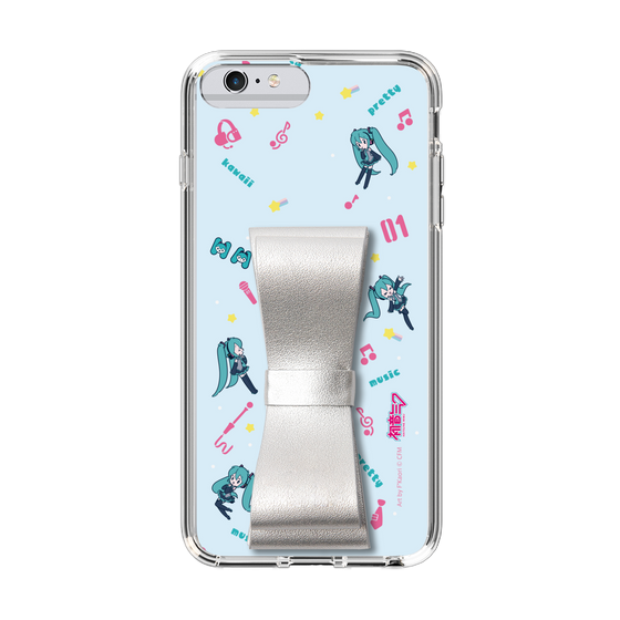 Slim Protection Case - STAND & RING RIBBON Silver［ HATSUNE MIKU - Ribbon - Instrumental - Blue ］
