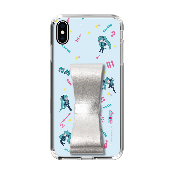 Slim Protection Case - STAND & RING RIBBON Silver［ HATSUNE MIKU - Ribbon - Instrumental - Blue ］