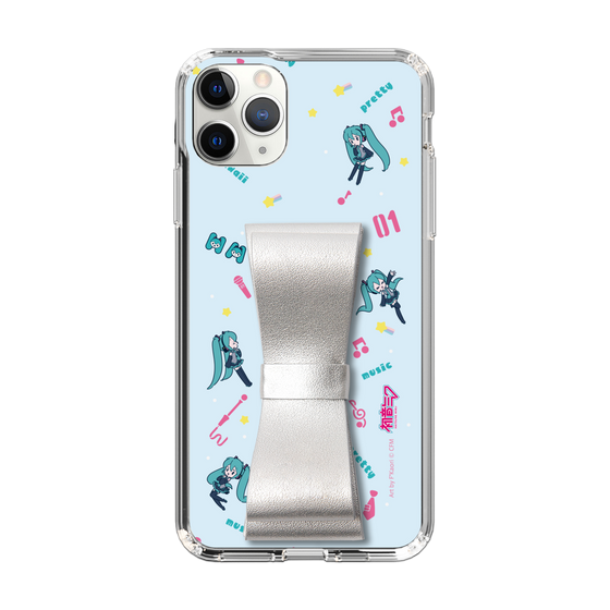 Slim Protection Case - STAND & RING RIBBON Silver［ HATSUNE MIKU - Ribbon - Instrumental - Blue ］